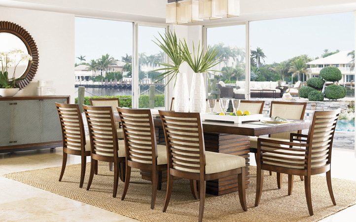 The dining top extends to 100 inches comfortably seating a dinner party of eight.