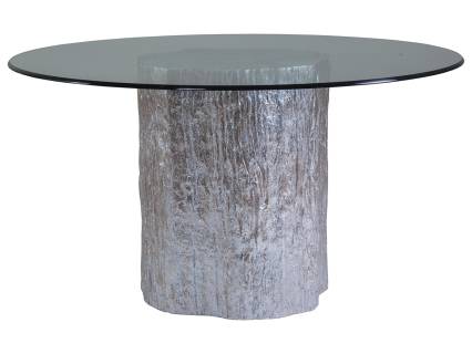 Trunk Segment Round Dining Table With Glass Top 