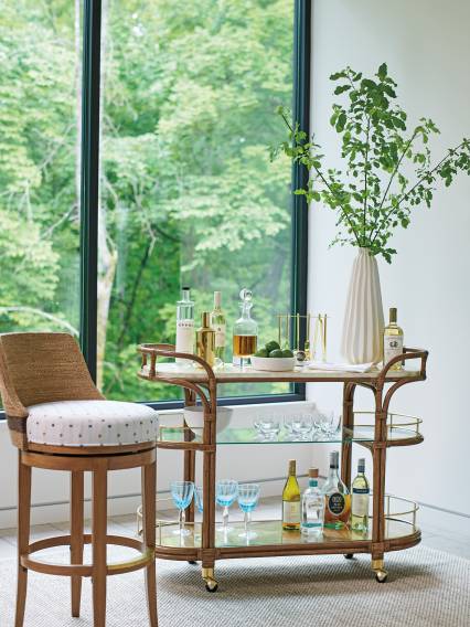 Toscana Rattan Mobile Bar Cart