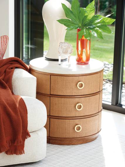 Banning Raffia Round Lamp Table