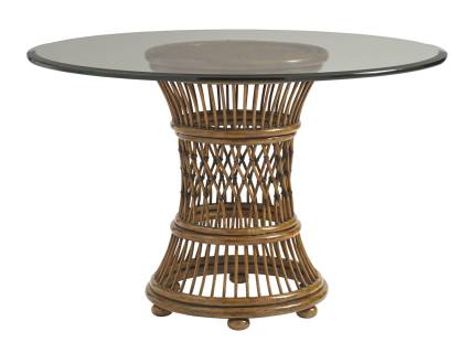 Aruba Dining Table With 48 Inch Glass Top, 48 Inch Round Glass Patio Dining Table Set