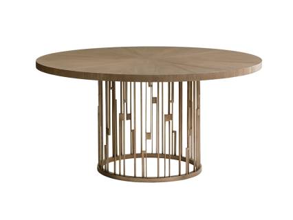 Rendezvous Round Metal Dining Table With Wooden Top