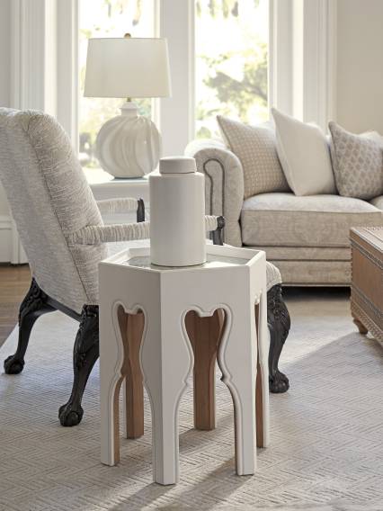 Bilbao Hexagonal End Table With Buff Accents