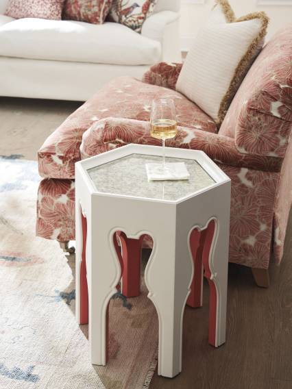 Bilbao Hexagonal End Table With Coral Accents