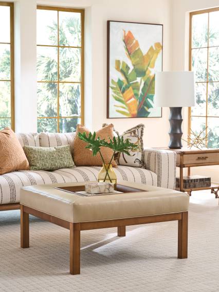 Crandon Park Leather Ottoman