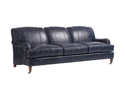 Sydney Leather Sofa With Brass Casters