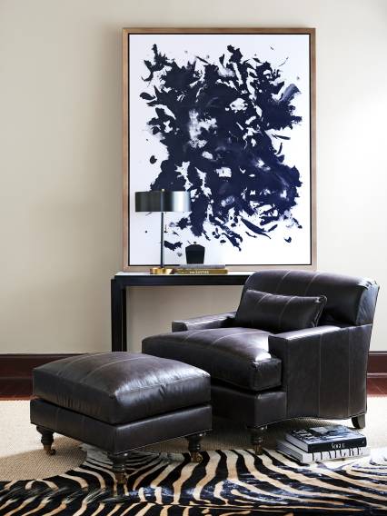 Oxford Leather Ottoman