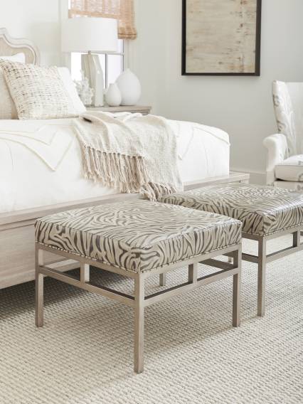 Lucca Leather Metal Ottoman