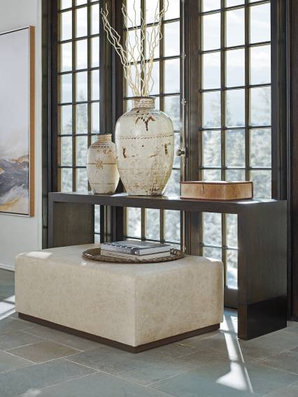 Sterling Leather Cocktail Ottoman