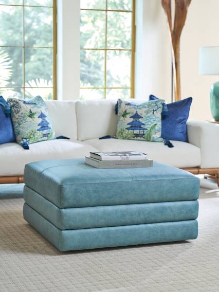 Brickell Leather Ottoman