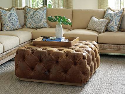 Laurel Leather Ottoman