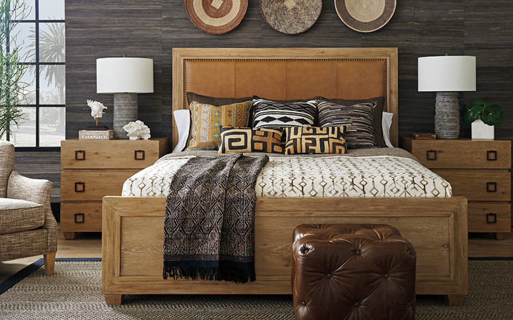 Los Altos Bed with Leather Headboard and Nightstand