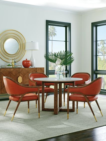 Island Fusion Dining Room table with Coles Bay Side Chairs and Ocean Club's Sea Glass Buffet